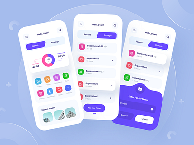 File Manager App app clean colorful dashboard design file folder icon ios manager mobile purple shadow share ui uidesign uiux uiuxdesign uxdesign