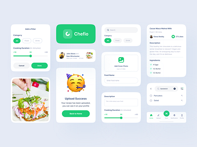 [Freebies] Chefio - UI Component app behance clean component design drink food icon kit logo navbar recipe search setting ui uidesign uikit uiux ux uxdesign