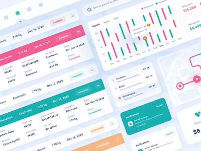 Shipping Management - Component app chart clean component dashboard delivery design gps ios map mobile order shipping track ui uidesign uikit uiux uiuxdesign uxdesign