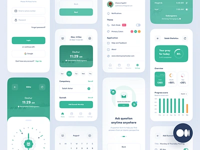 Islamic Pray Tracker App Case Study app calendar casestudy clean compas design illustration ios islam medium mobile quran schedule statistics track ui uidesign uiux uiuxdesign uxdesign