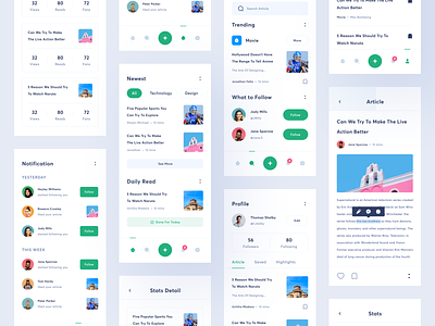 Article App app article clean design kit medium medium article minimal mobile profile profiles read social statistic ui uidesign uikit uiux uxdesign white