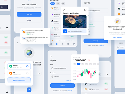 Ficon - Cryptocurrency Mobile App UI Kit app blockchain clean coin crypto cryptocurrecy currency design exchange mobile mobile app product product design template ui uidesign uikit uiux ux uxdesign
