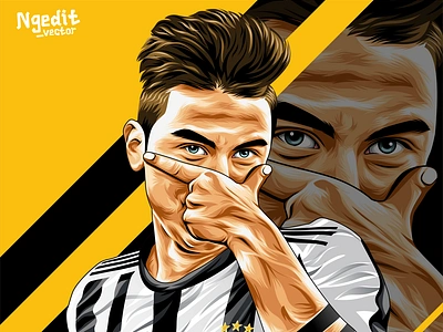 Paulo Dybala Mask cartoon celebration coreldraw design dybala football headshot illustration juventus portrait poster sport vector