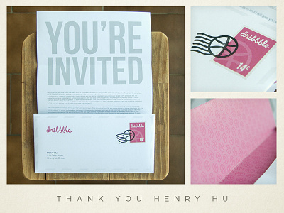 Thank you Henry Hu argentina debut dribbble envelope first invite letter pattern postal print stamp thanks