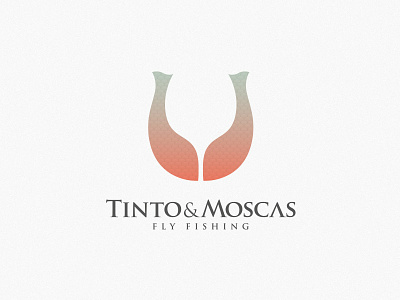 Tinto & Moscas cup fish fly fishing identity illustration logo negative space squama trout wine