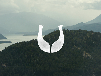 Tinto & Moscas White cup fish fly fishing identity logo mountains negative space simple trout wine