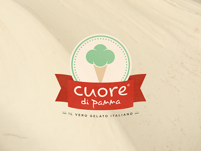 Cuore di Panna brand coin creamery gelato ice cream icon italy logo ribbon