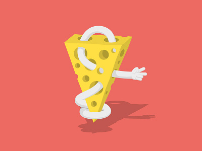 Rico Queso arm character cheese food funny hand illustration peace shadow