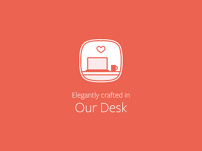 Elegantly Crafted in Our Desk coffee craft crafted cup desk icon laptop playoff ribbon