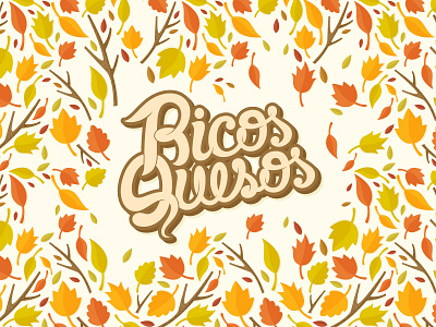 Ricos Quesos Autumn autumn branch fall handmade illustration leaf leaves logo pattern typography