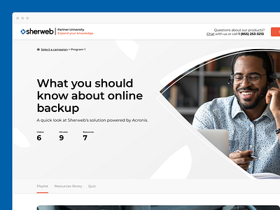 Microsite - Sherweb's Partner University skill path playlist design flat graphic design lead generation marketing microsite product product design ui uiux user interface user interface design web design web graphic design