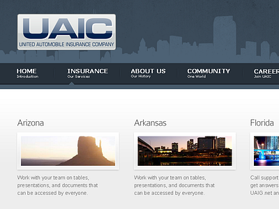 UAIC Select State Landing car insurance css debut gui html redesign ui ui design user interface web design website