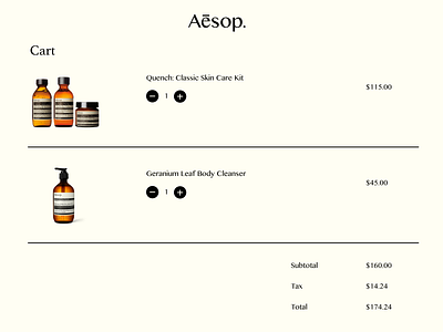 #DailyUI #UI #058 #shoppingcart #aēsop