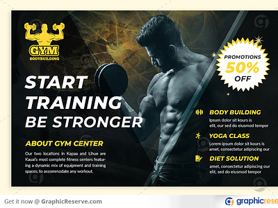 GYM AND FITNESS TRAINING CENTER POSTCARD TEMPLATE