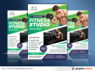 Fitness Flyer Template by Graphic Reserve on Dribbble