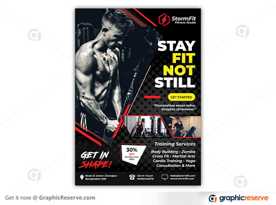 Fitness Flyer body building boxing fitness fitness flyer flyer flyer design flyer template flyer template psd gym gym and fitness gym flyer health health flyer marketing martial arts sports sports flye training yoga