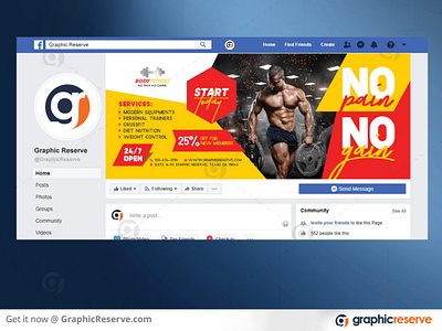 Fitness Facebook Cover Template Preview Image 9