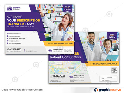 PHARMACY OPENING ANNOUNCEMENT EDDM POSTCARD DESIGN TEMPLATE clinics drugs every door direct mail medical medical eddm medicines pharmaceutics pharmacy pharmacy eddm pharmacy opening eddm template services