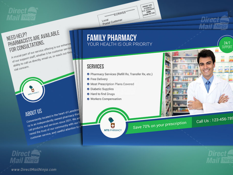 PHARMACY DIRECT MAIL EDDM POSTCARD BY MTS by Graphic Reserve on Dribbble