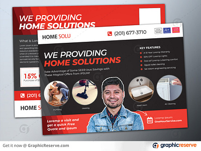 PRODUCT/SERVICE MARKETING USPS COMPLIMENT EDDM POSTCARD DESIGN ac cleaning ac repair eddm eddm postcard home service home solutions plumber plumber eddm plumber postcard plumbers postcard postcard design servicing usps complient eddm