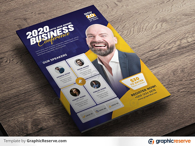 Creative & Modern Business Conference Flyer Template 2020 conference template conference corporate corporate design corporate flyer flyer modern business flyer seminar flyer seminar flyer template design