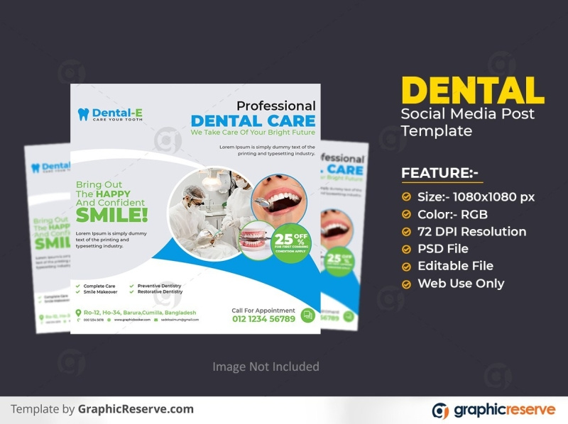 Dental Social Media Post Template by Graphic Reserve on Dribbble