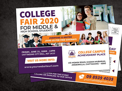 College Fair Eddm Postcard Templates admission admission eddm advertisement career college eddm eddm postcard design eddm postcard templates design education education tour event exhibition happy holidays high school postcard school and college eddm