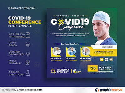 Coronavirus Covid19 Conference Square Flyer Template