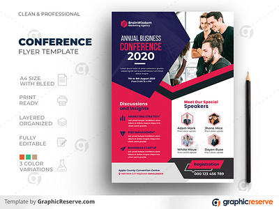 Conference Business Flyer Template 2021 conference template a4 flyer annual summit flyer blue business conference template business flyer template clean conference flyer corporate flyer creative design creative flyer flyer marketing flyer modern flyer multipurpose flyer orange seminar flyer template design