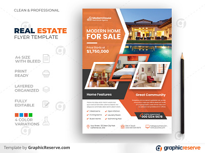 Real Estate Flyer Template modern home real estate flyer mordern home poster professional property property flyer property sale real estate real estate real estate agent real estate broker real estate flyer real estate flyer template real estate marketing flyer realtor realtor flyer renovation flyer residential sale