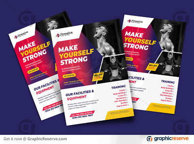 Fitness Flyer Template advertising body body building bodybuilding diet energy fit fitness fitness center fitness flyer flyer gym gym flyer health health flyer marketing sports poster yoga flyer