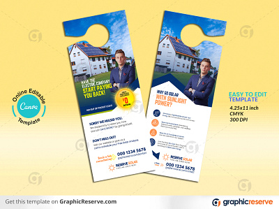 Solar Door Hanger Design Template (Canva File) branding graphic design solar panel door hanger solar panel marketing