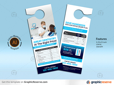 Dental Service Pricing Promotional Door Hanger template