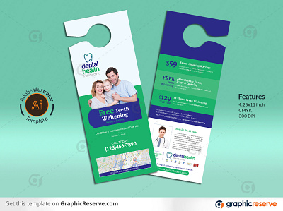 Dental Services Promotional Door Hanger template dentist referral promotion