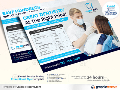 Dental Service Pricing Promotional Flyer template medical