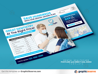 Dental Services Fee Pricing Postcard & Direct mail EDDM template