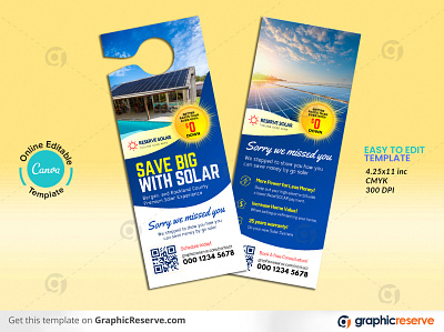 Solar Door Hanger Design Template (Canva File) door hanger for solar marketing solar solar door hanger solar flyer solar marketing solar marketing materials