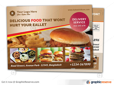 RESTAURANT FOOD MENU PROMOTIONAL EDDM POSTCARD TEMPLATE postcard restaurant restaurant postcard