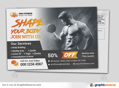 SPORTS | FITNESS | GYM EDDM POSTCARD TEMPLATE body bodybuilding design templates eddm postcard fitness fitness center fitness eddm fitness eddm gymnasium health club sports training workout