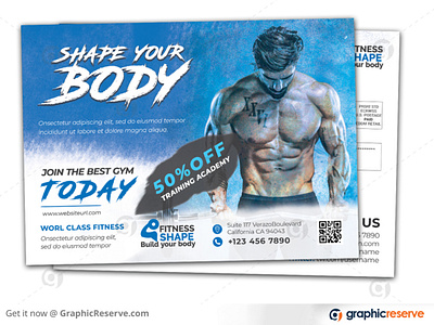 FITNESS CLUB / GYM EDDM POSTCARD DESIGN TEMPLATE body fitness gym eddm bodybuilding dance studio fitness eddm postcard gym gym design template health postcard template sports club training yoga