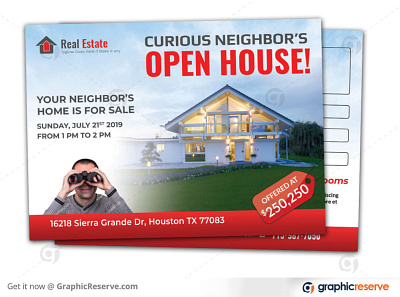 REAL ESTATE OPEN HOUSE MARKETING PROMOTIONAL EDDM POSTCARD TEMPL