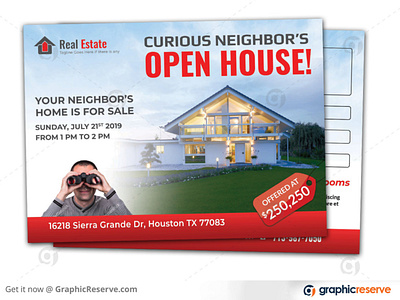 REAL ESTATE OPEN HOUSE MARKETING PROMOTIONAL EDDM POSTCARD TEMPL