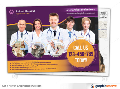 ANIMAL HOSPITAL EDDM POSTCARD animal animal hospital eddm hospitality medical pharmacy