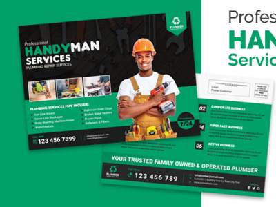 HANDYMAN SERVICES EDDM POSTCARD TEMPLATE handyman handyman postcard home repair house repair plumber eddm plumber postcard postcard template replacement