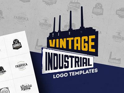 Industrial Logo Templates apparel blog branding event identity industrial industry logo photoshop promotion startup template vintage