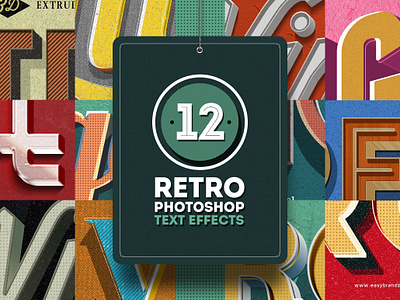 Retro Text Effects 3d 50s 60s badge best branding design effects illustration layer style lettering logo long shadow photoshop psd retro text typography vintage web