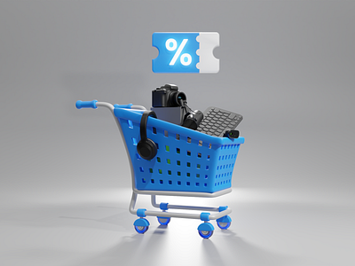 Recovered Shopping Cart 3D illustration
