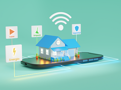 Smart home 3d Illustration