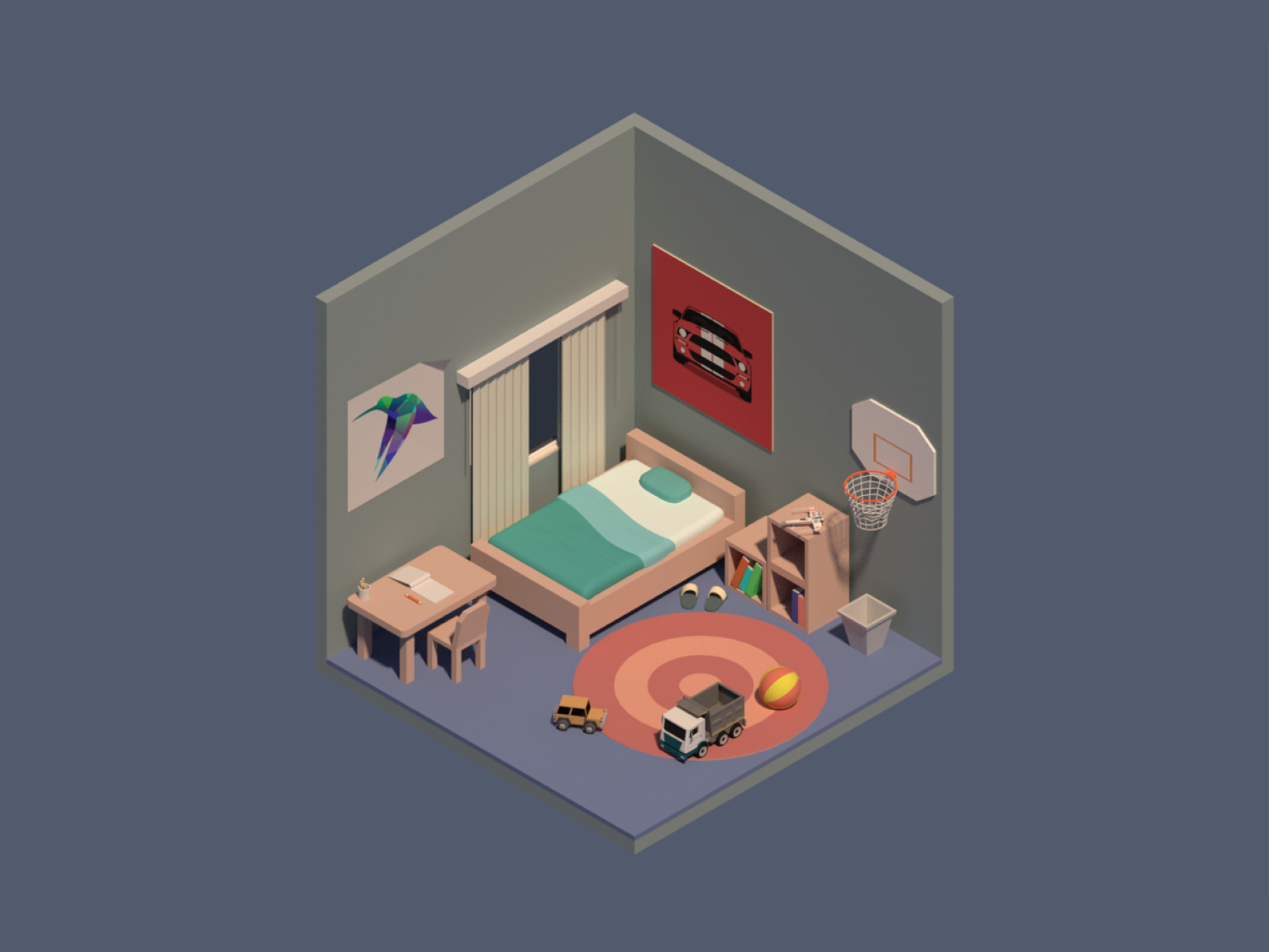 kid's room (isometric) by Godwin Augustine on Dribbble