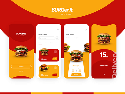 Burger it app app design application art brand identity branding burger card design dashboard design flat food app graphic design logos minimal monogram uidesign user interface ux design visual identity